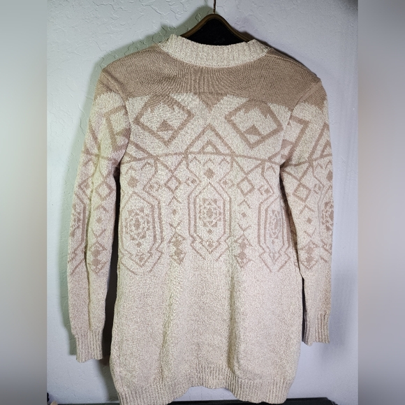 Roxy Southwestern Aztec Print Tan Cardigan Sweater Size Small - Picture 2 of 6